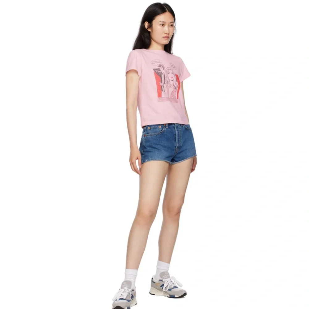 Re/Done High Waist Denim Shorts in Classic Blue